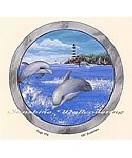 Dolphin Porthole wallpaper wall mural