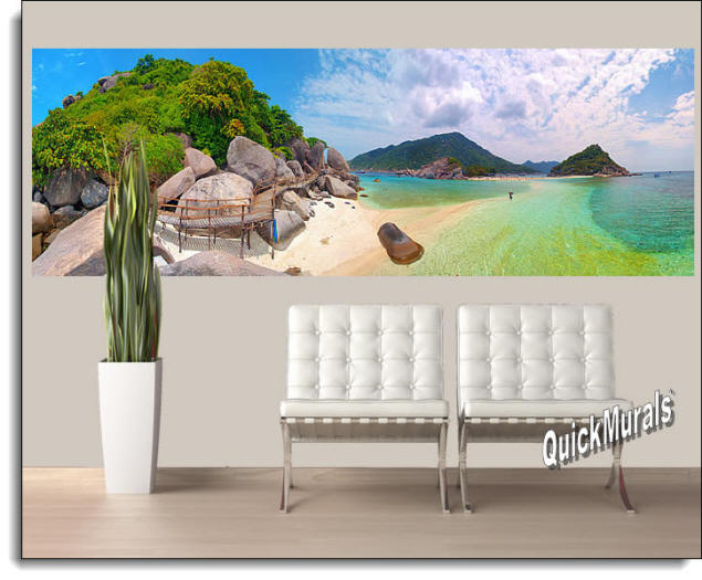Tropical Beach Resort Peel And Stick Wall Mural Roomsetting