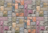 Colorful Limestone Brick Wall Mural 8109