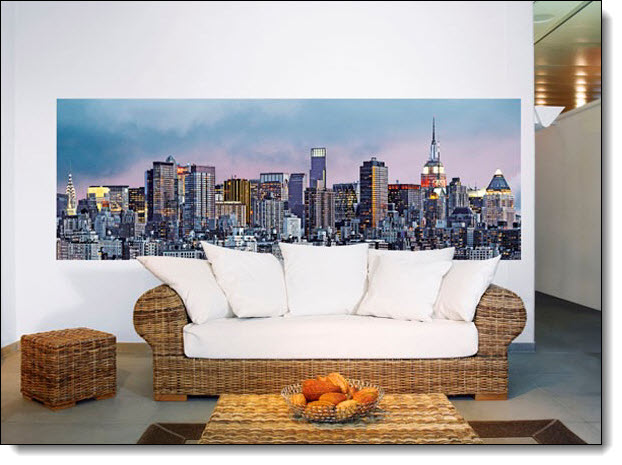 Manhattan Cityscape Wall Mural by Ideal Decor 370 DM370 roomsetting