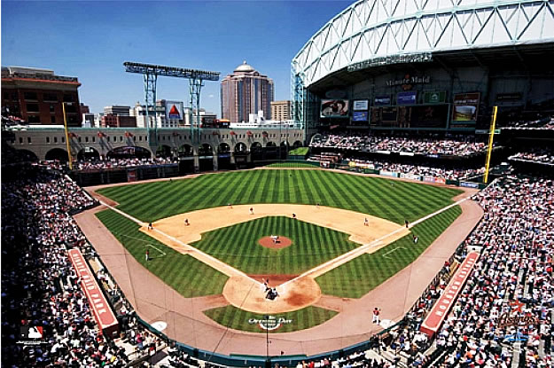 Minute Maid Park Is A Ballpark In Downtown Houston, Texas, As The Home  Stadium Of The Houston Astros Of Major League Baseball (MLB). Stock Photo,  Picture and Royalty Free Image. Image 148828319.