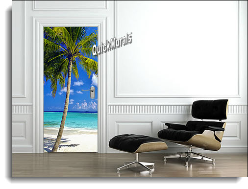 Tropical Palm Door Mural Roomsetting